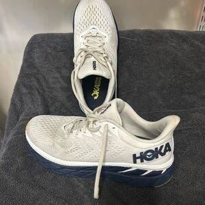 Hoka White and Dark Blue Athletic Shoes